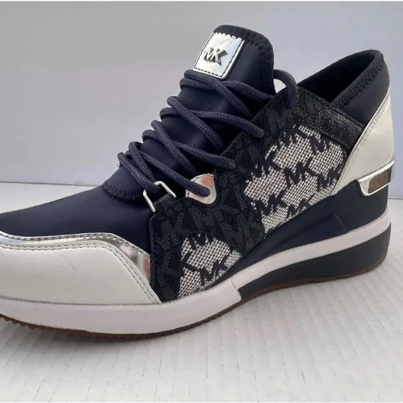 Michael Kors Liv Trainer Wedge Sneaker Women’s Blue (HJ22A. NEW - Picture 10 of 11